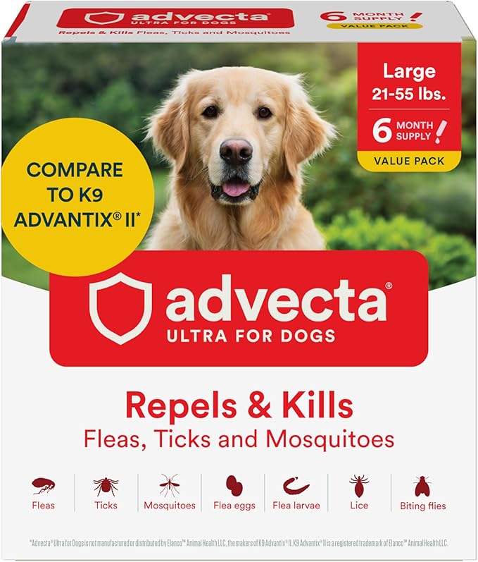 Ultra Flea and Tick Prevention for Dogs - Dog and Puppy Treatment and Control - Mosquito Repellent - Large, Fast Acting Waterproof Topical Drops, 6 Month Supply-Mewly Pet