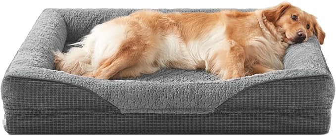 INVENHO Orthopedic Dog Beds Large Sized, XL Washable Egg-Crate Memory Foam Dog Couch Bed with Washable Removable Cover, Waterproof Lining and Nonskid Bottom-Mewly Pet