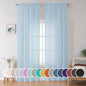 OWENIE Sheer Curtains 96 inches Long for Bedroom Living Room, Solid Light Filtering Fimly Sheer Curtains with Rod Pocket Top, Soft Sheer Long Curtains, Each 42Wx96L inch, Sky Blue