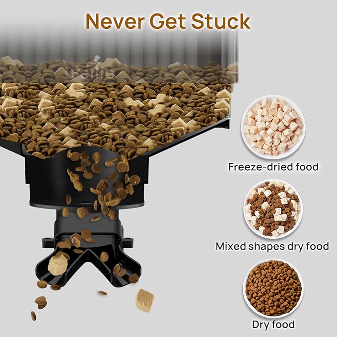 iPettie Automatic WiFi Pet Feeder for 2 Pets, 5L Capacity, 1-10 Meals Per Day, Adjustable Bowl Height, Smart Dog Cat Feeder with 2 Stainless Steel Bowls, 2.4G WiFi App Control for Cats and Small Dogs-Mewly Pet