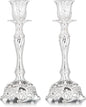 Sziqiqi Silver Plated Candlestick Holders Set of 2 Taper Candle Holders Deluxe Ornate Candle Holders for Shabbat Taper Candles, Candle Centerpiece, Wedding Candles, Christmas Candle, 7.4inch