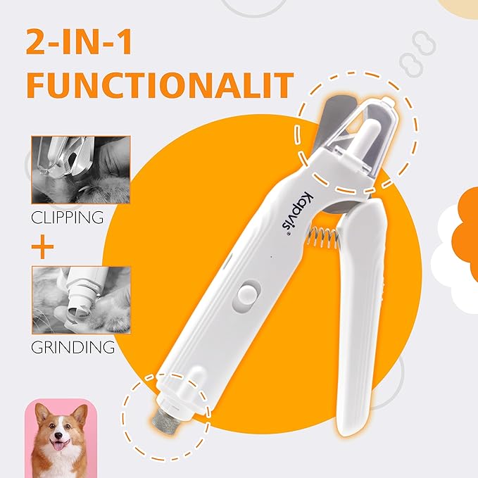 2-in-1 Dog Nail Trimmers & Dog Nail Grinder with LED Lights,Cat Nail Clipper with Guard,cat Nail Trimmer for Large Medium Small Dogs Cats Claw Trimmer Quick Sensor and Safety Guard-Mewly Pet