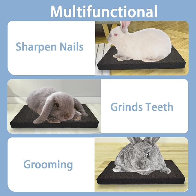 BNOSDM Rabbit Grinding Claw Pads Bunny Scratch Foot Pads Natural Hamster Lava Stone for Teeth Grinding Black Guinea Pig Scratching Board Chew Toy for Ferret Chinchilla Mouse-Mewly Pet