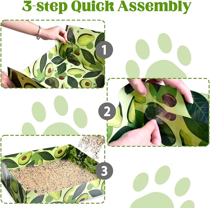 CONLI 30 PCS Disposable Litter Boxes for Cats, Foldable Waterproof Kitten Litter Box Low Entry, Portable Litter Box for Cats Small Pets Animals Travel Needs-Mewly Pet