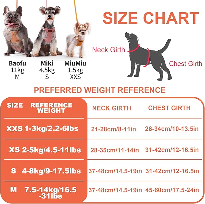 Puppytie No Pull Dog Harness with Multifunction Dog Leash,Soft Adjustable No Choke Escape Proof Pet Harness Vest for Medium Dogs or Large Dogs,Orange,M-Mewly Pet