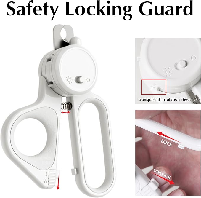 Professional Dog and Cat Nail Clippers with Lights to Illuminate Nails or Blood Lines for Safe Trimming，Sharp Stainless Steel Pet Nail Trimmers with Safety Guard to Avoid Overcutting for Small Animals-Mewly Pet