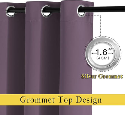 NICETOWN Plum Curtains and Drapes for Living Room - Extra Long Room Darkening Thermal Insulated Solid Window Blackout Draperies (Plum, 1 Pair, 52 x 95-Inch)