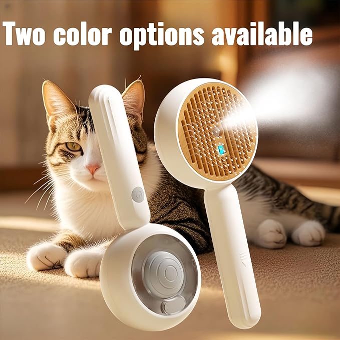 Cat steam brush for indoor cats features blue light technology,combining a dog steam brushes,ideal for the pets steam brushes for dogs and cats,and pet spray hair removal comb user BROWN-Mewly Pet