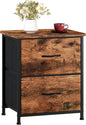 Somdot Nightstand, Small Dresser for Bedroom with 2 Drawers, Bedside Table Night Stand End Table with Fabric Bins for Bedroom Kids Closet Dorm Guest Room, Wood Grain Print