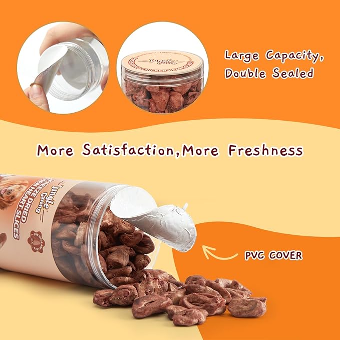 Jungle Calling Cat Treats & Dog Snacks, Freeze Dried Chicken Hearts Halves for Cats & Dogs, Single Ingredient Organ Meat, High Protein Pet Training Treats & Food Topper, 7.76 oz-Mewly Pet