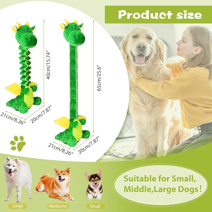 Large Squeaky Dog Toys, Tug-of-War Puppy Toys with Crinkle Paper, Stuffed Plush Animal Dog Toys to Keep Them Busy, Bonding Time Pet Toys for Small, Medium, Large Dogs-Mewly Pet