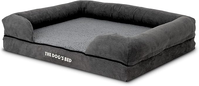 The Dog’s Bed, Medium Grey Plush Memory Foam, Pain Relief: Arthritis, Hip & Elbow Dysplasia, Post Surgery, Lameness, Supportive, Calming, Washable Cover, Veterinary Approved-Mewly Pet