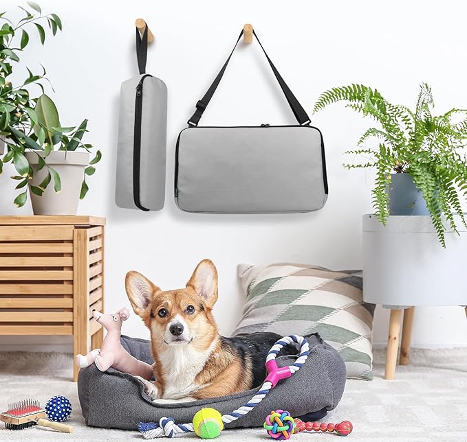 Beautyflier Pet Grooming Supplies Organizer, Protective Tote Bag Case for Pet Grooming Kit & Vacuum Suction Dogs Cats Hair, Travel Pouch Bag for Pet Dog Grooming Vacuum Kit, Bag Only (Gray)-Mewly Pet