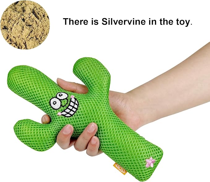 TTcat Catnip Silvervine Matatabi Pillow for Cats & Kittens,Large Cat Cactus Toy Cat Kicker Toy Chew Toy for Indoor Cats.-Mewly Pet