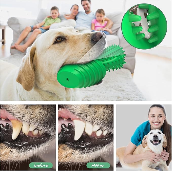 Dog Chew Toys Dog Toothbrush Stick Teeth Cleaning Brush Dental for Medium Large Dog, Puppy Christmas Easter Birthday Gifts, Outdoor Squeaky Toys for Aggressive Chewers Interactive Tough Toys-Mewly Pet