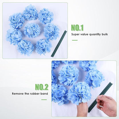 AVIVIHO 65 Pcs Blue Hydrangea Artificial Flowers Bulk Realistic Fake Hydrangeas Silk Flowers with Stems for Home,Weddings,Centerpieces,Party,Arch Backdrop,Forals Arrangement Decor