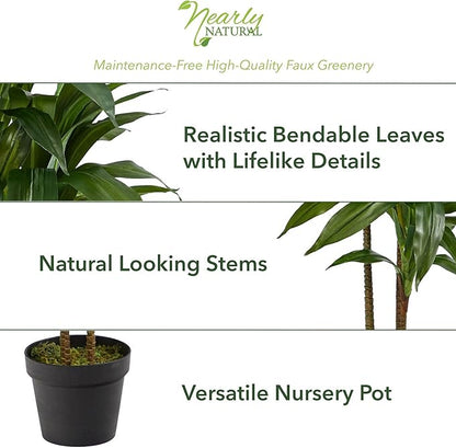 Nearly Natural 48in. Dracaena Artificial Plant with Green Real Touch Leaves - Lifelike Indoor Décor
