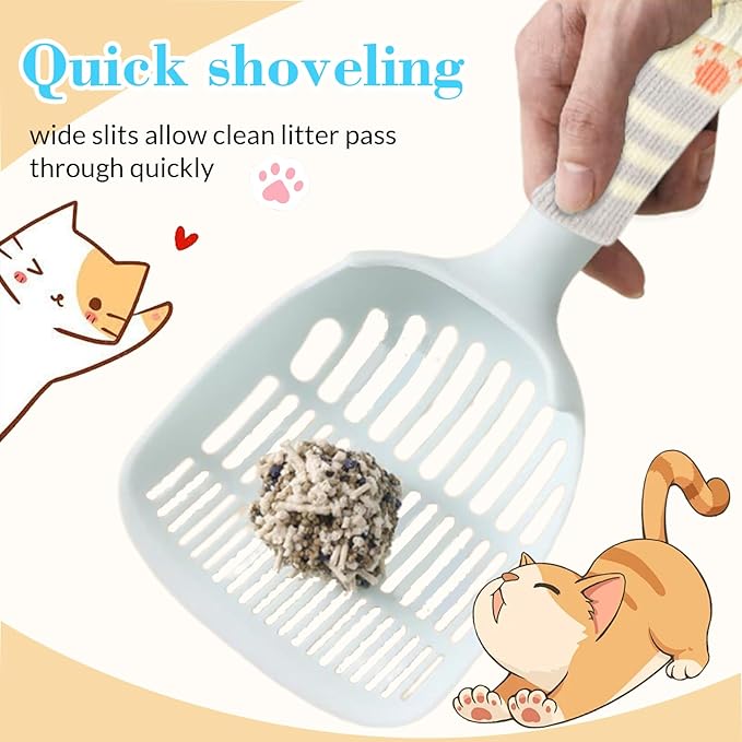 Cat Scooper for Litter Box, Cat Litter Scoop, Kitty Litter Scoop, Cat and Dog Poop Collector, Pet Litter Sifter, Cute Handle, Cat Litter Scooper with Holder for Various Litter Boxes-Mewly Pet