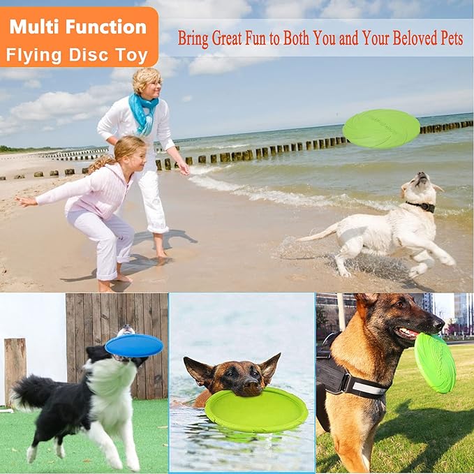 Dog Flying Disc, 2 Pack Dog Flyer Toys, Soft Rubber Interactive Lightweight Flying Disc Dog Toy for Small Large Dogs - Floats in Water & Safe on Teeth, 7.2 inch.-Mewly Pet