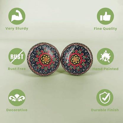 Handmade Black and Blue Abstract Ceramic Stone Cabinet Knobs,Vintage Decorative Drawer Pulls for Trendy Cabinets,Modern Dressers & Cupboards, Knobs for Kitchen & Furniture-Set of 6