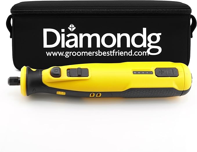 Diamondg Cordless Dog Nail Grinder with Quiet Sound & LED Tip for Large & Small Dogs, 4hrs. Runtime - Electric Dog Nail Trimmer, Heavy Duty Rotary Tool Alternative to Toenail Clippers & Filers-Mewly Pet