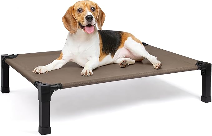 Heeyoo Elevated Dog Bed, Cooling Raised Pet Cot with Chew Proof Washable Breathable Mesh and Metal Frame, Portable Dog Cot Bed with No-Slip Feet for Outdoor or Indoor Use-Mewly Pet