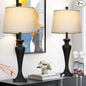 30" Black Table Lamps Set of 2, Touch Control Tall Living Room Lamp with USB A+C Ports and AC Outlet, 3-Way Dimmable Bedside Lamps for Nightstand, Modern Metal Bedroom Lamp, 2 Bulbs Included