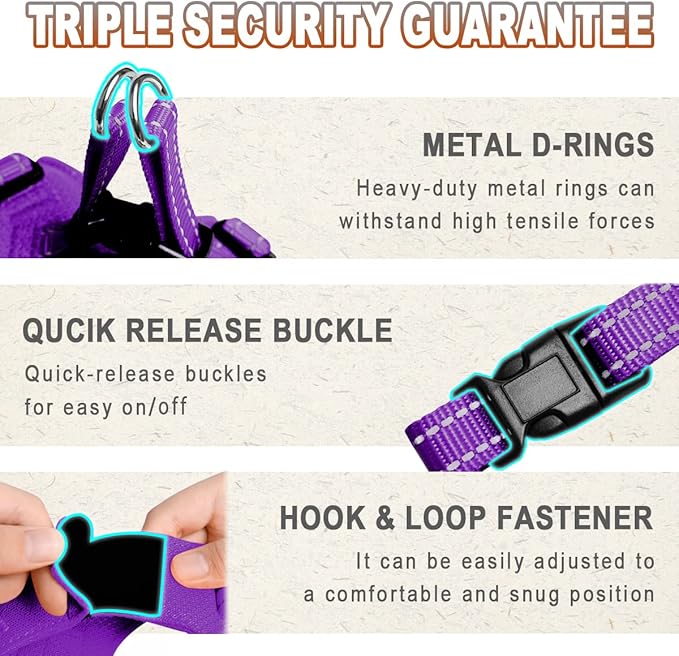 Dog Harness Step in Dog Vest Harness, Reflective Adjustable Puppy No Pull Harness Breathable Soft for Small and Medium Dogs Cats, Purple, S-Mewly Pet