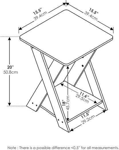 FURINNO Modern Simplistic End Table, 1-Pack Without Tray, Espresso