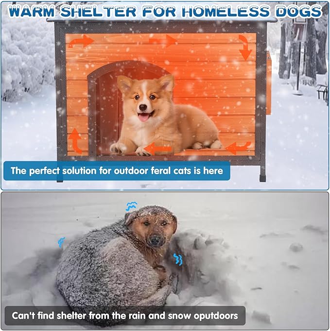 Dog House Outdoor Insulated 34.3" L Dog Kennel 6 Sides All-Round Foam Winter Weatherproof for Small Medium Dogs with Strong Metal Chew Proof Frame-Mewly Pet