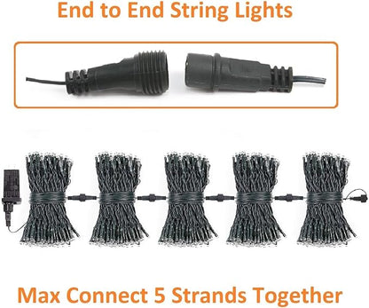 Connectable 300LED 99Ft 13Modes Christmas String Lights Outdoor Indoor | Extendable Green Wire Warm White Christmas Tree Lights with Timer | Twinkle Fairy Light Plug in for Xmas Tree(Warm White)