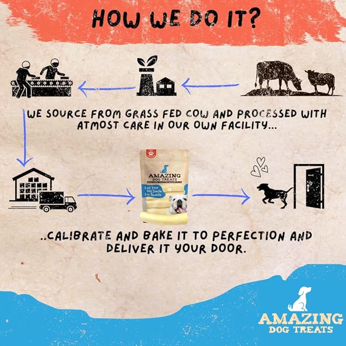 Amazing Dog Treats - Monster Thick Cow Tail Bone 6 Inch (13 oz - 6 to 7 Jumbo Pcs/Pack) - Sourced from Grass Fed Cattle - Sourced from Grass Fed Cattle - Long Lasting Dog Chew - Rawhide Alternative-Mewly Pet