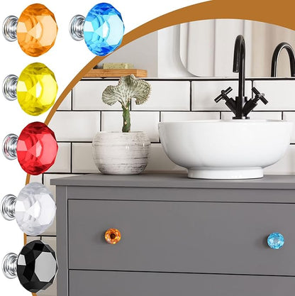 Youyole 10 Pcs Dresser Crystal Knobs 30mm Glass Pull for Cabinets and Drawers Knobs for Dresser Drawers and Kitchen(Classic Style)