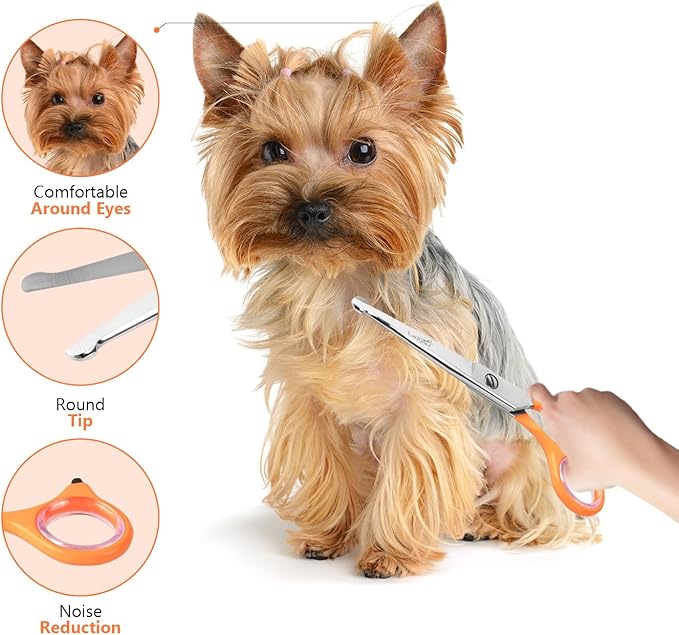 Professional Rounded Dog Scissors - Sharp Stainless Steel Blades with Colorful Handles, Safe and Easy-to-Use Pet Scissors for Long Lasting Grooming at Home-Mewly Pet