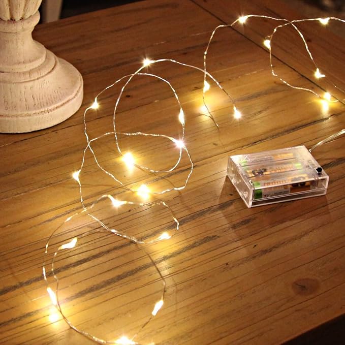 ANJAYLIA Fairy Lights, 10ft 30 LED Mini String Lights Battery Operated Firefly Starry Lights for Wedding, Bedroom, Party, Christmas, Warm White 2 Pack