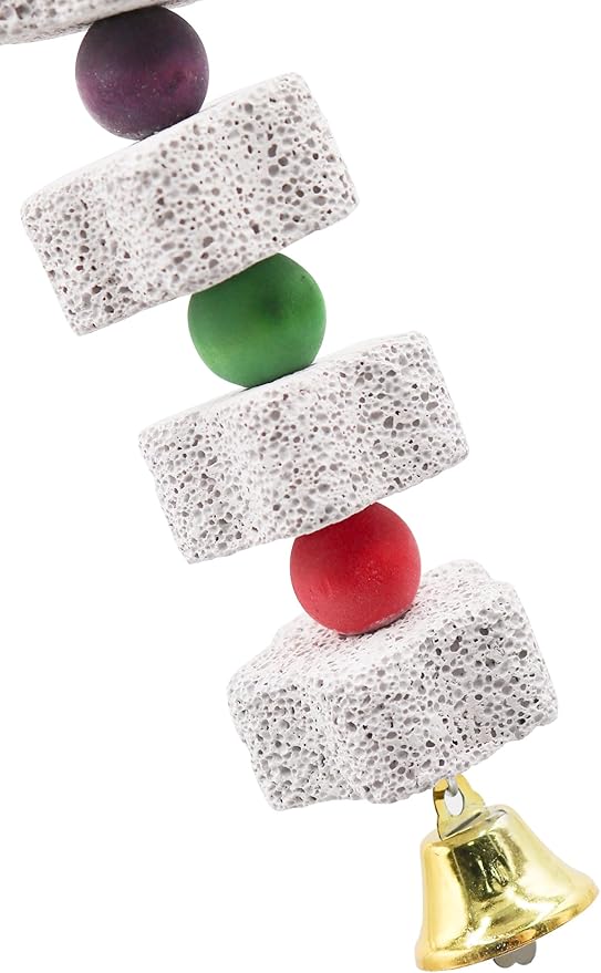 2 Pack 27 Inches Extra Long Bird Chewing Toy, Parrot Beak Grinding Calcium Stone with Bells, Bird Cage Accessories, Cage Toys for Cockatiel Parakeet Parrot Budgies Rat Hamster Rabbit African Grey-Mewly Pet