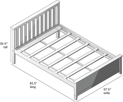 Max & Lily Full Size Bed Frame with Slatted Headboard, Solid Wood Platform Bed for Kids, No Box Spring Needed, Easy Assembly, Blue