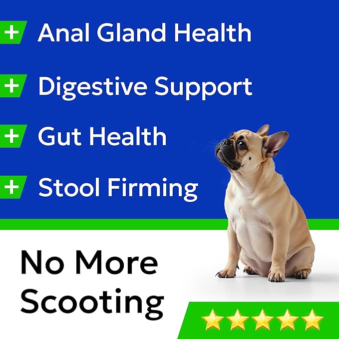 BARK&Spark Dog Anal Gland Treatment Chews - AnalGland Support Supplement - Stop Scoot & Reduce Odor with Prebiotics & Digestive Enzymes - Bacon Flavor, 120 Treats-Mewly Pet