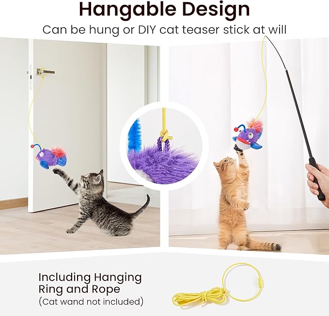 Potaroma Cat Toys Flapping Fish, Interactive Realistic Anglerfish Toy Stuffed with Catnip and Crinkle Paper Hangable Design for Bored Indoor Kittens 5.5 Inches-Mewly Pet