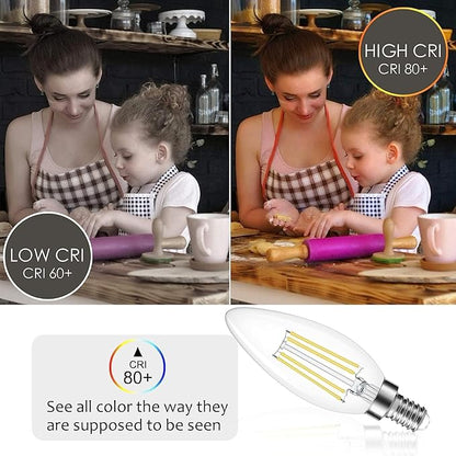 Cotanic Dimmable E12 LED Candelabra Bulb 4000K Daylight, Ceiling Fan Light Bulbs Small Base,60W Equivalent,Type B Bulb for Chandelier,Vintage B11 LED Candle Shape with Clear Glass,600LM,10 Pack