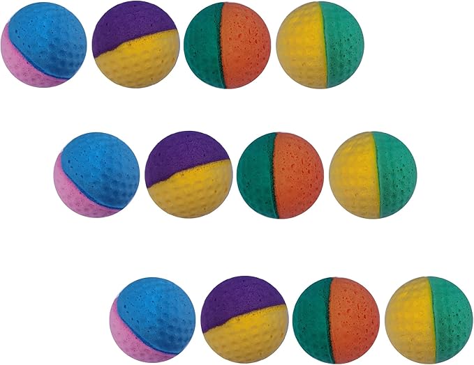 YnFag Foam Balls Soccer Balls Cat Toys for Indoor Cats (12Pcs Two-Color Golf)-Mewly Pet