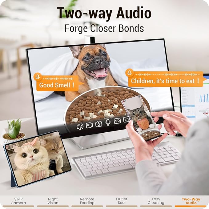 5L Automatic Cat Feeder with 2K HD Camera: 5G WiFi Automatic Dog Feeder with Night Vision,Cat Food Dispenser with Freshness for Multiple Pets,Detachable for Easy Clean-21 Cup (Sealed Outlet)-Mewly Pet