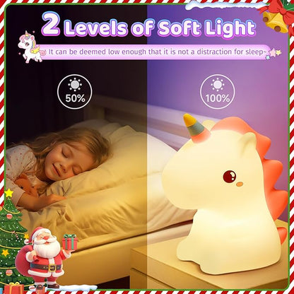 Unicorn Toys, Night Light for Kids Night Light,16 Colors+Silicone+Dimmable+12 Hours Use Nightlight for Kids Room,Unicorn Toys for Girls Age 4-6, Christmas Gifts for Baby,Adults,Toddler Girl Room Decor