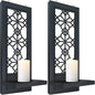Set of 2 Candle Sconces, Farmhouse Accent Wall Sconce, Black Candle Holder Wall Decorations for Home Décor, Living Room, Dining Room.(15 x6 in)