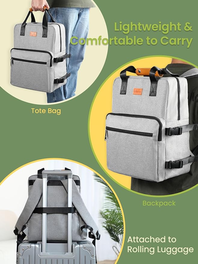 Dog Travel Bag, 25L Airline Approved Dog Travel Backpack for Pet Travel Accessories with 2 Food Storage Containers, 2 Foldable Bowls for Short Trips, Grey-Mewly Pet