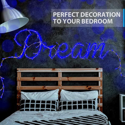 USB Powered Fairy Lights, 100 led 33 ft. USB Plug in Copper Wire USB String Lights for Bedroom Christmas Decoration Wedding Party Firefly Lights (Blue,1 Pack)