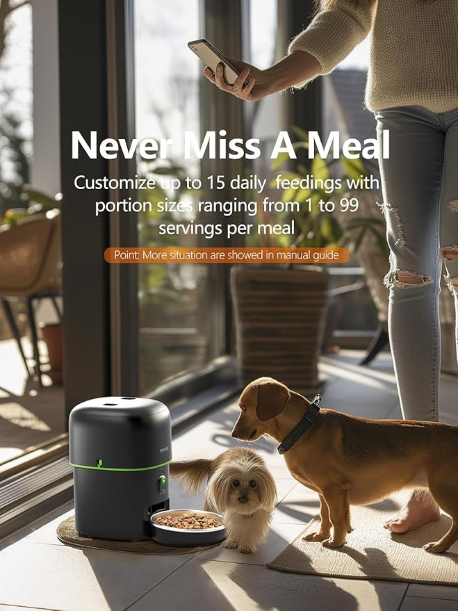 Automatic Cat Feeder with Camera - 5G WiFi Auto Cat Food Dispenser, 1080P HD Video with Night Vision, 1-15 Meals, 1-99 Portions, 2-Way Audio, Keeps Food Fresh, Timed Pet Feeder Also for Dogs-Mewly Pet