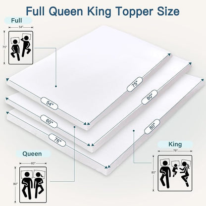 Airensky Queen Mattress Topper, Cooling Gel Infused Memory Foam Topper with Removable Skin-Friendly Cover, Bed Topper for Pressure Relief Back Pain, CertiPUR-US Certified, 3 Inch, 60"x80"