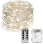 String Lights,LED Copper Wire Lights, Each Set 33ft/10M 100LEDs and 4 Remote Control.AA Battery Powered,Decor Rope Lights for Holiday,Wedding, Parties.(White)