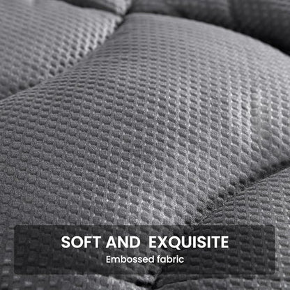 SLEEP ZONE Full Size Cooling Mattress Topper for Double Bed, Premium Zoned Cool Mattress Pad Cover, Padded Mattress Protector Breathable Washable, Deep Pocket 8-21" (Grey, Full)
